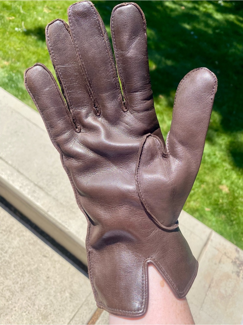 Coach Men's Chocolate Brown Leather Gloves - inside material 100% Cashmere